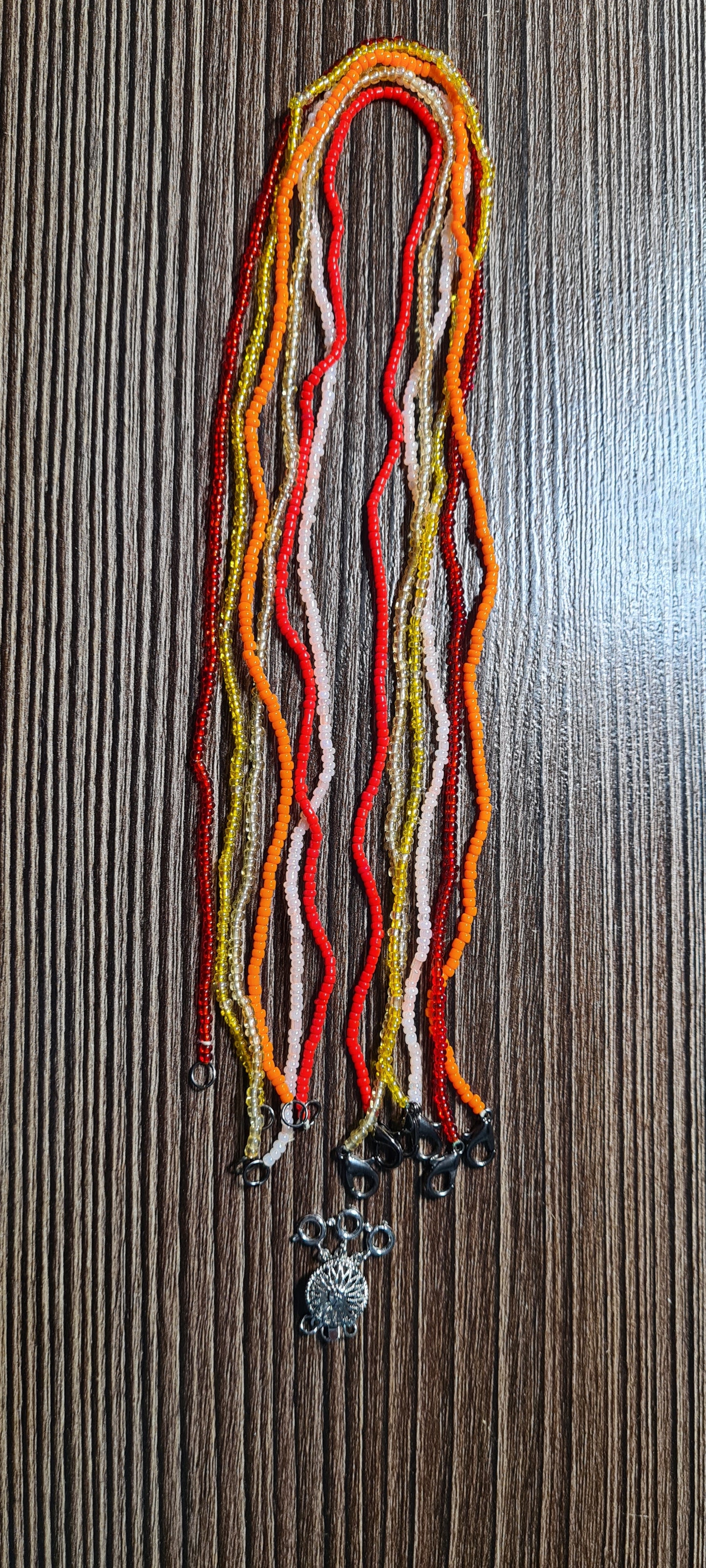 Set of 6 warm colours 2mm beaded necklaces