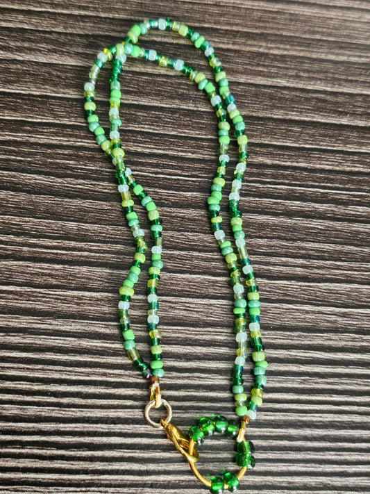 Green Mixed seed bead double bracelet